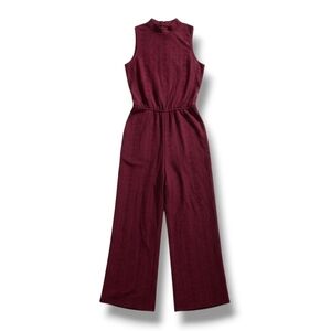 Max + Ash Burgundy Sleeveless Button-Back Lined Jumpsuit with Women’s Medium